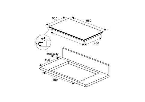 Bertazzoni Modern Series 90 cm Induction Hob, 3 multizone