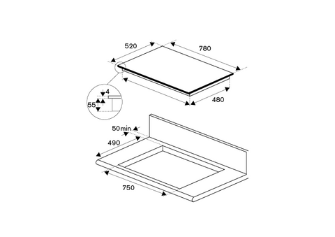 Bertazzoni Modern Series 78 cm Induction Hob, 3 multizone