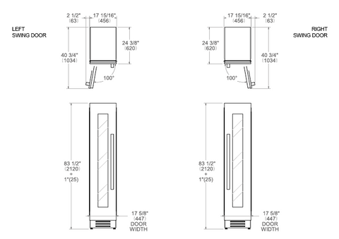 Bertazzoni 45 cm Built-in Wine Cellar Column Stainless Steel