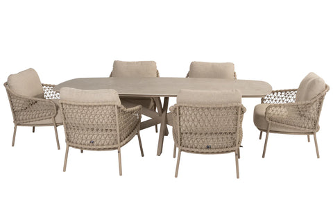 4 Seasons Outdoor Sardinia Low Dining 6 Seat With Nevada Dining Table