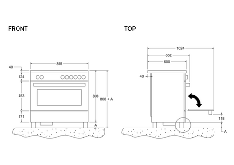 Bertazzoni Professional Series 90 cm Air-Tec cooker with induction top and integrated hood, electronic oven