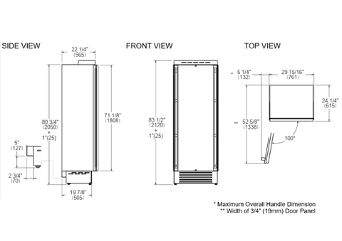 Bertazzoni 75 cm Built-in Freezer Column Panel Ready