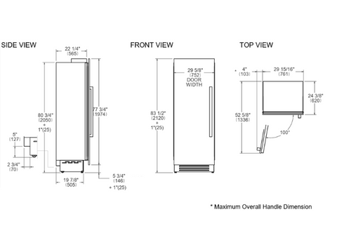 Bertazzoni 75 cm Built-in Freezer Column Stainless Steel Left Hinge