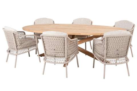 4 Seasons Outdoor Puccini 6 Seat Dining With Prado Ellipse Table