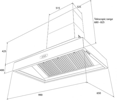 AGA 990mm Pitch Hood