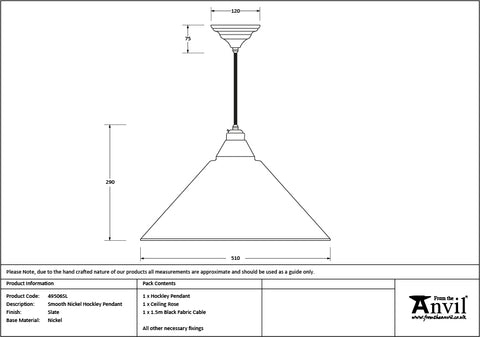 Smooth Nickel Hockley Pendant in Slate