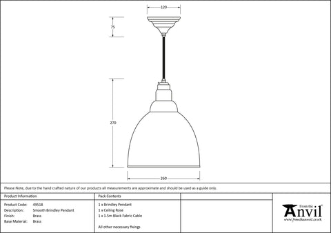 Smooth Brass Brindley Pendant
