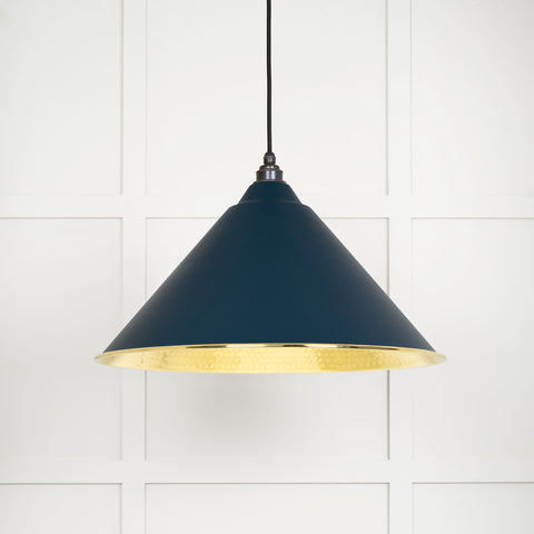 Hammered Brass Hockley Pendant in Dusk