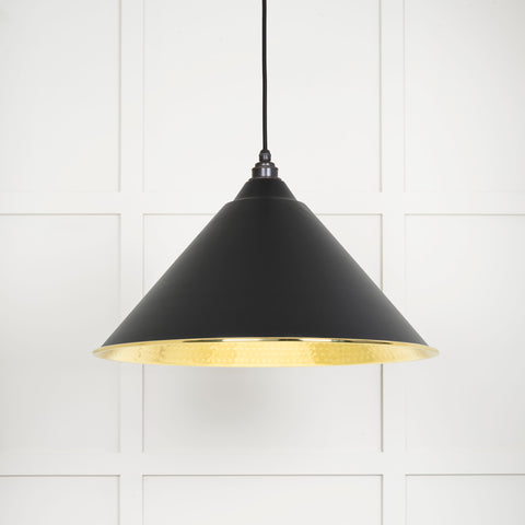 Hammered Brass Hockley Pendant in Elan Black