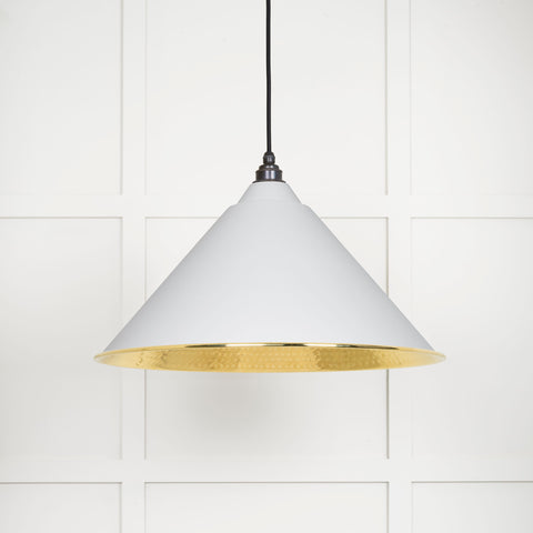 Hammered Brass Hockley Pendant in Flock