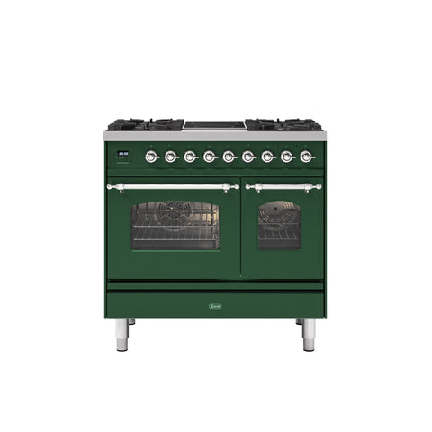 Ilve 90cm Milano 2 Zone Induction with 4 Gas Burners Double Oven Dual Fuel Range Cooker