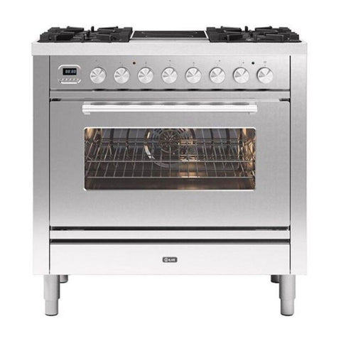 Ilve 90cm Roma 2 Zone Induction with 4 Gas Burners Single Oven Dual Fuel Range Cooker