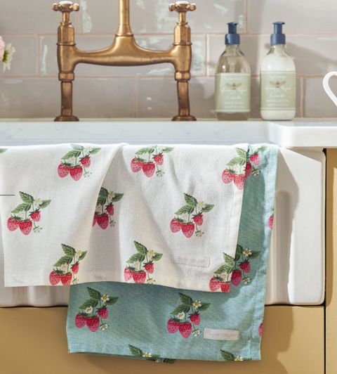 Tea Towel (Set of 2) - Strawberries - Blue