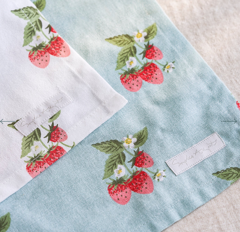 Tea Towel (Set of 2) - Strawberries - Blue
