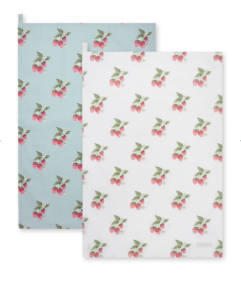Tea Towel (Set of 2) - Strawberries - Blue