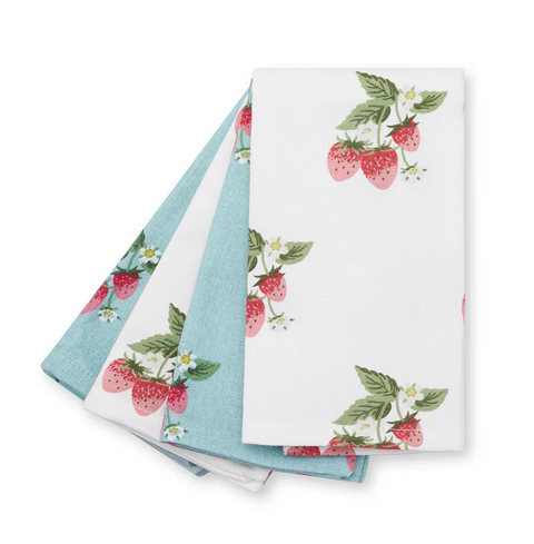 Sophie Allport Napkins - Set of 4 - Strawberries (White & Blue)