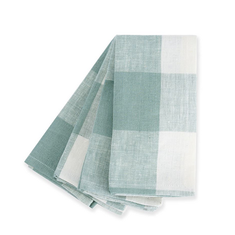 Sophie Allport Linen Napkins - Set of 4 - Gingham (Teal and White)