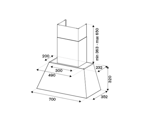 70cm Wallmount Hood - Heritage Series