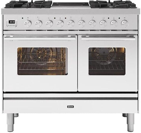 Ilve 90cm Roma 2 Zone Induction with 4 Gas Burners Double Oven Dual Fuel Range Cooker