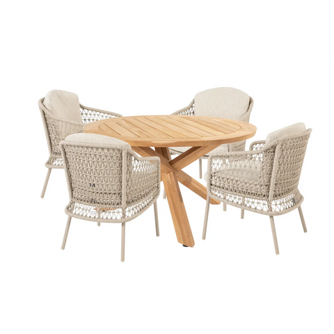 4 Seasons Outdoor Puccini 4 Seat Dining Round With Prado Table