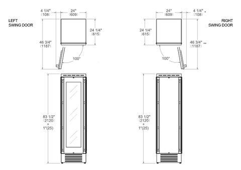 Bertazzoni 60 cm Built-in Wine Column Panel Ready