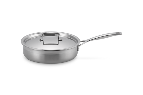 Le Creuset 24cm 3-ply Stainless Steel Uncoated Sauté Pan with Lid