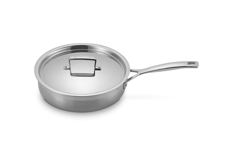 Le Creuset 24cm 3-ply Stainless Steel Uncoated Sauté Pan with Lid