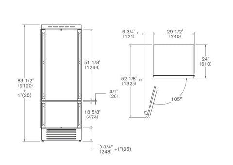 Bertazzoni 75 cm Built-In Premium Fridge Freezer Bottom Mount, Panel Ready Left hinges