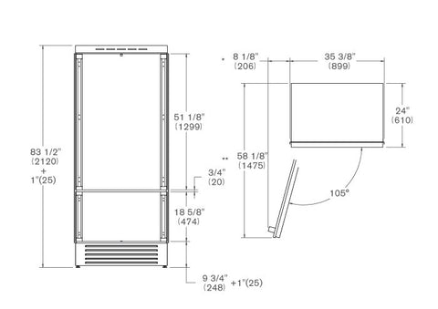 Bertazzoni 75 cm Built-In Premium Fridge Freezer Bottom Mount, Panel Ready Right hinges