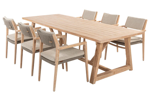 4 Season Outdoor Julia Dining set with Noah 260cm Brushed Teak Table