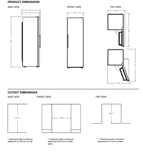 Bertazzoni Professional Series 60cm Freestanding Total No Frost Larder
