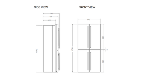 Bertazzoni 84 cm freestanding cross-door refrigerator stainless steel