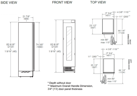 Bertazzoni 45 cm Slot-in Wine Column Panel Ready - Right Hinge