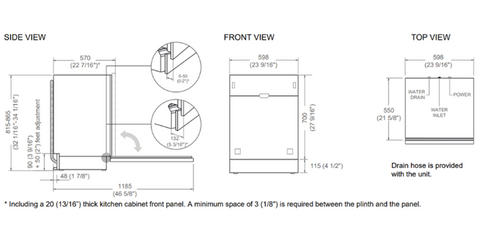 Bertazzoni 60cm Built-in Panel Ready Dishwasher