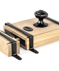 From The Anvil's Black Oak Box Lock & Octagonal Knob Set