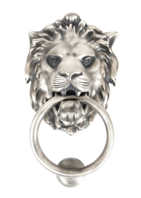 From The Anvil's Antique Pewter Lion Head Door Knocker