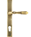 From The Anvil's Aged Brass Reeded Slimline Lever Espag. Lock Set