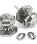 From The Anvil's Pewter Patina Octagonal Mortice/Rim Knob Set
