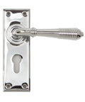 From The Anvil's Polished Chrome Reeded Lever Euro Lock Set
