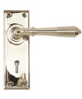 From The Anvil's Polished Nickel Reeded Lever Lock Set