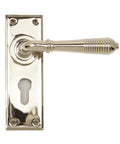 From The Anvil's Polished Nickel Reeded Lever Euro Lock Set