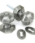 From The Anvil's Pewter Patina Octagonal Mortice/Rim Knob Set