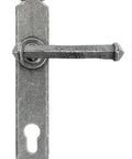 From The Anvil's Pewter Patina Tudor Lever Espag. Lock Set