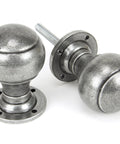 From The Anvil's Pewter Patina Regency Mortice/Rim Knob Set