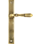From The Anvil's Aged Brass Reeded Slimline Lever Espag. Latch Set