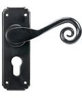 From The Anvil's Black Monkeytail Lever Euro Lock Set