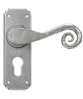 From The Anvil's Pewter Patina Monkeytail Lever Euro Lock Set