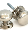 From The Anvil's Polished Nickel Hammered Mushroom Mortice/Rim Knob Set