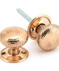 From The Anvil's Polished Bronze Hammered Mushroom Mortice/Rim Knob Set