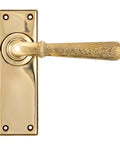 From The Anvil's Aged Brass Hammered Newbury Lever Latch Set